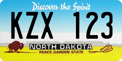 ND license plate KZX123