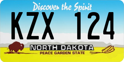 ND license plate KZX124