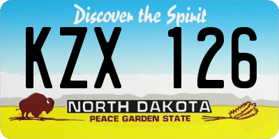 ND license plate KZX126