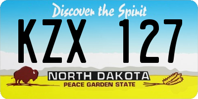 ND license plate KZX127