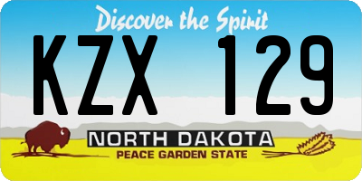 ND license plate KZX129