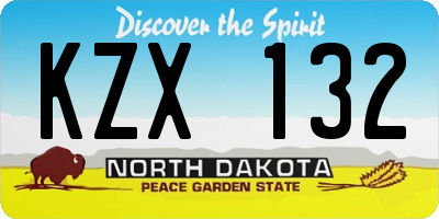 ND license plate KZX132