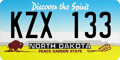 ND license plate KZX133