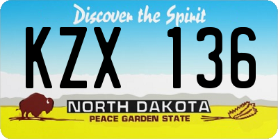 ND license plate KZX136