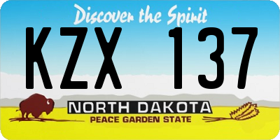 ND license plate KZX137