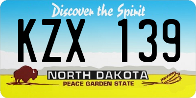 ND license plate KZX139