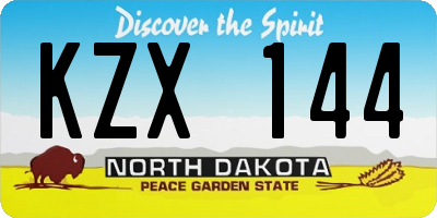 ND license plate KZX144