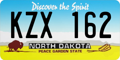 ND license plate KZX162