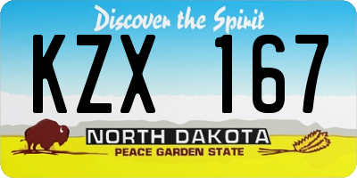 ND license plate KZX167