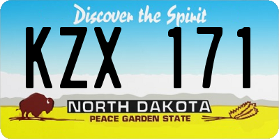 ND license plate KZX171