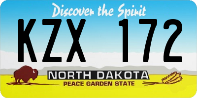 ND license plate KZX172