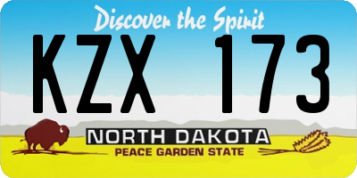 ND license plate KZX173