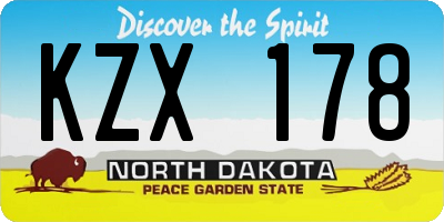 ND license plate KZX178