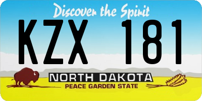 ND license plate KZX181