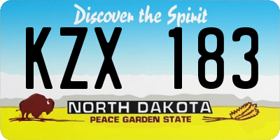 ND license plate KZX183