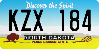 ND license plate KZX184