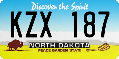 ND license plate KZX187