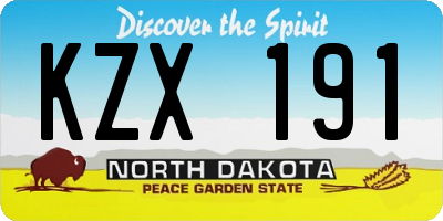 ND license plate KZX191