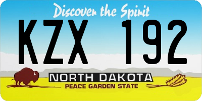 ND license plate KZX192