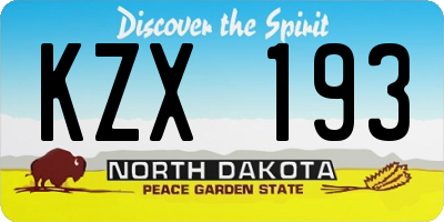 ND license plate KZX193