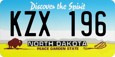 ND license plate KZX196