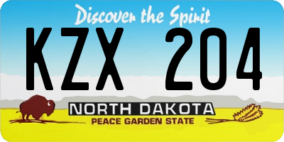 ND license plate KZX204