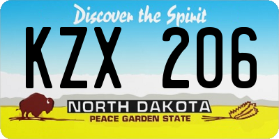 ND license plate KZX206