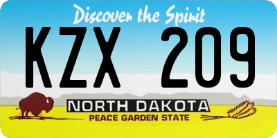 ND license plate KZX209