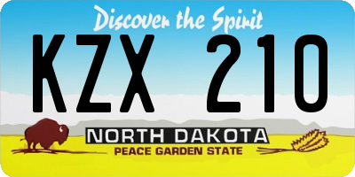 ND license plate KZX210