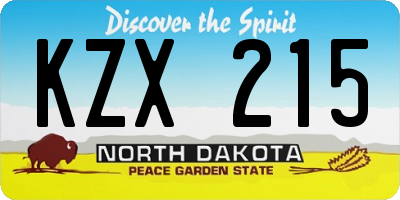 ND license plate KZX215