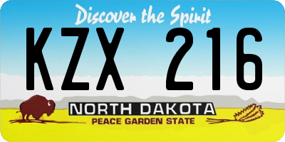 ND license plate KZX216