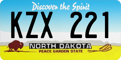 ND license plate KZX221