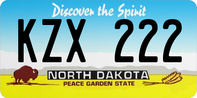 ND license plate KZX222