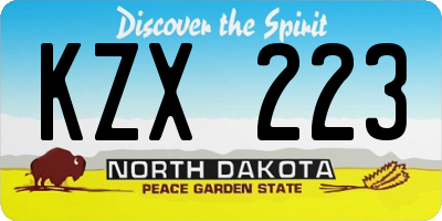 ND license plate KZX223