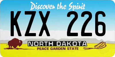 ND license plate KZX226