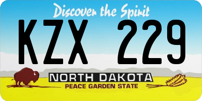 ND license plate KZX229