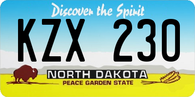 ND license plate KZX230