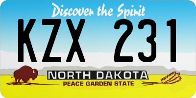 ND license plate KZX231