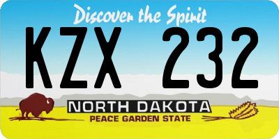 ND license plate KZX232