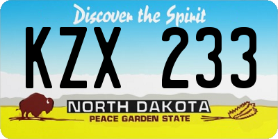 ND license plate KZX233