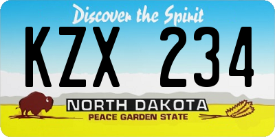 ND license plate KZX234