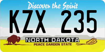 ND license plate KZX235