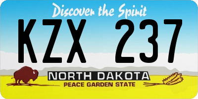 ND license plate KZX237