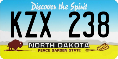 ND license plate KZX238