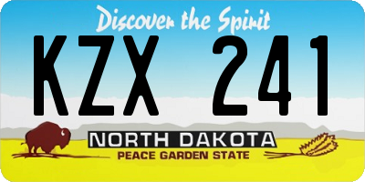 ND license plate KZX241