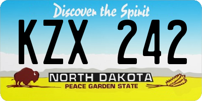 ND license plate KZX242