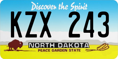 ND license plate KZX243