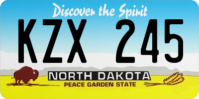 ND license plate KZX245