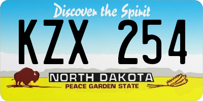 ND license plate KZX254