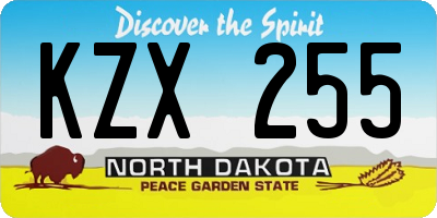 ND license plate KZX255